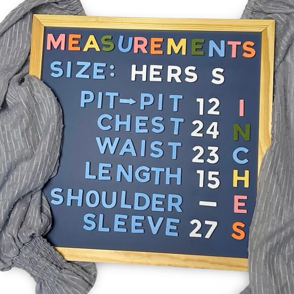 Urban Outfitters Blue-Gray Puff Sleeve Crop Top Small Boho Coquette - Picture 8 of 10